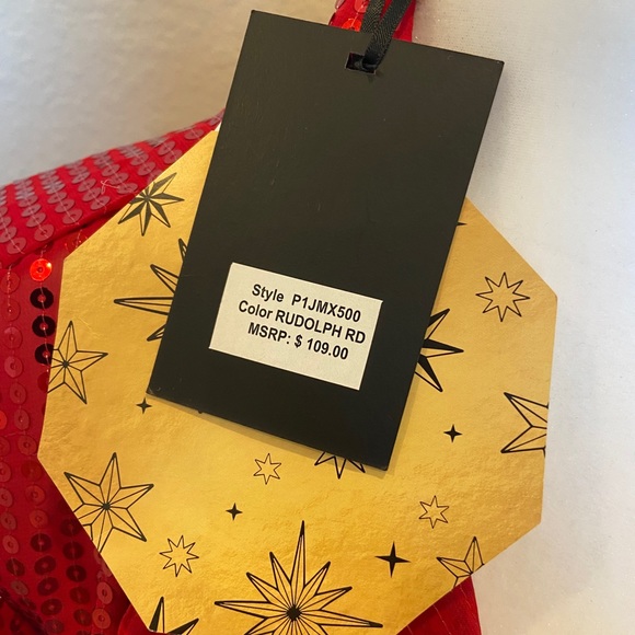 Red DKNY sequin dress/blouse (belt is NOT included) - Picture 3 of 4